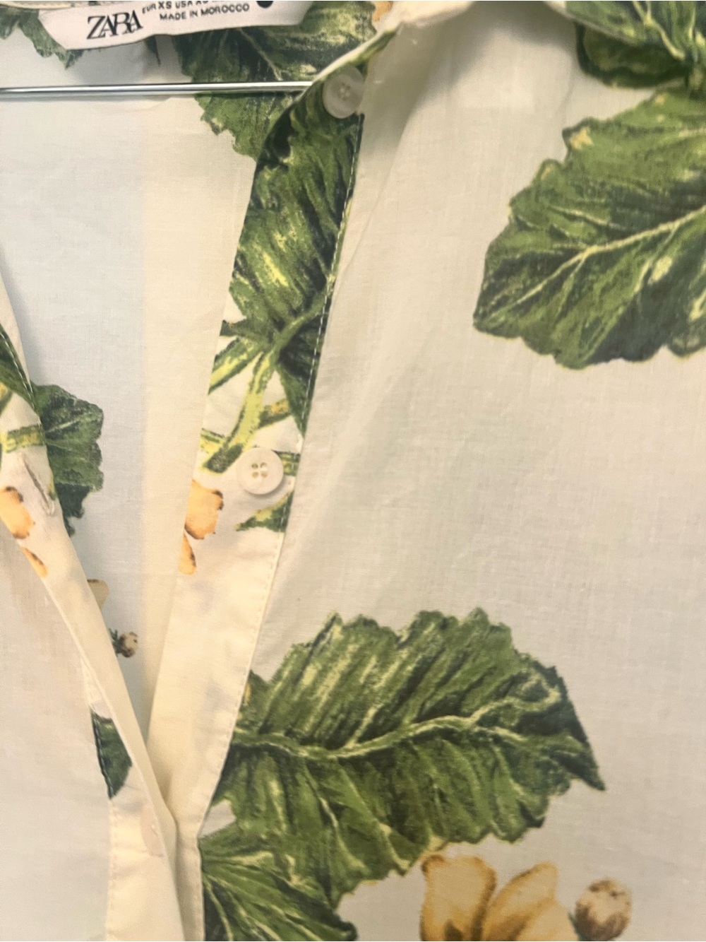 Zara White Floral Button-Front Tiered Maxi Dress Yellow Green Flower Print - Picture 2 of 5